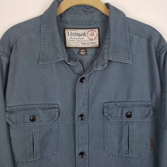 Legendary Whitetails Heavyweight Button Up Shirt Blue Long Sleeve Mens Size M - Picture 9 of 9